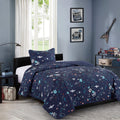 Wpm World Products Mart Blue Planet Universe Theme Kids Quilt Set Toddler Stars Space Galaxy Rocket Design Twin Size For Toddler