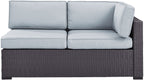 Crosley Furniture Biscayne Outdoor Sectional Loveseat, 2-Person Wicker Patio Couch for Deck, Backyard, Brown with Mist Cushions