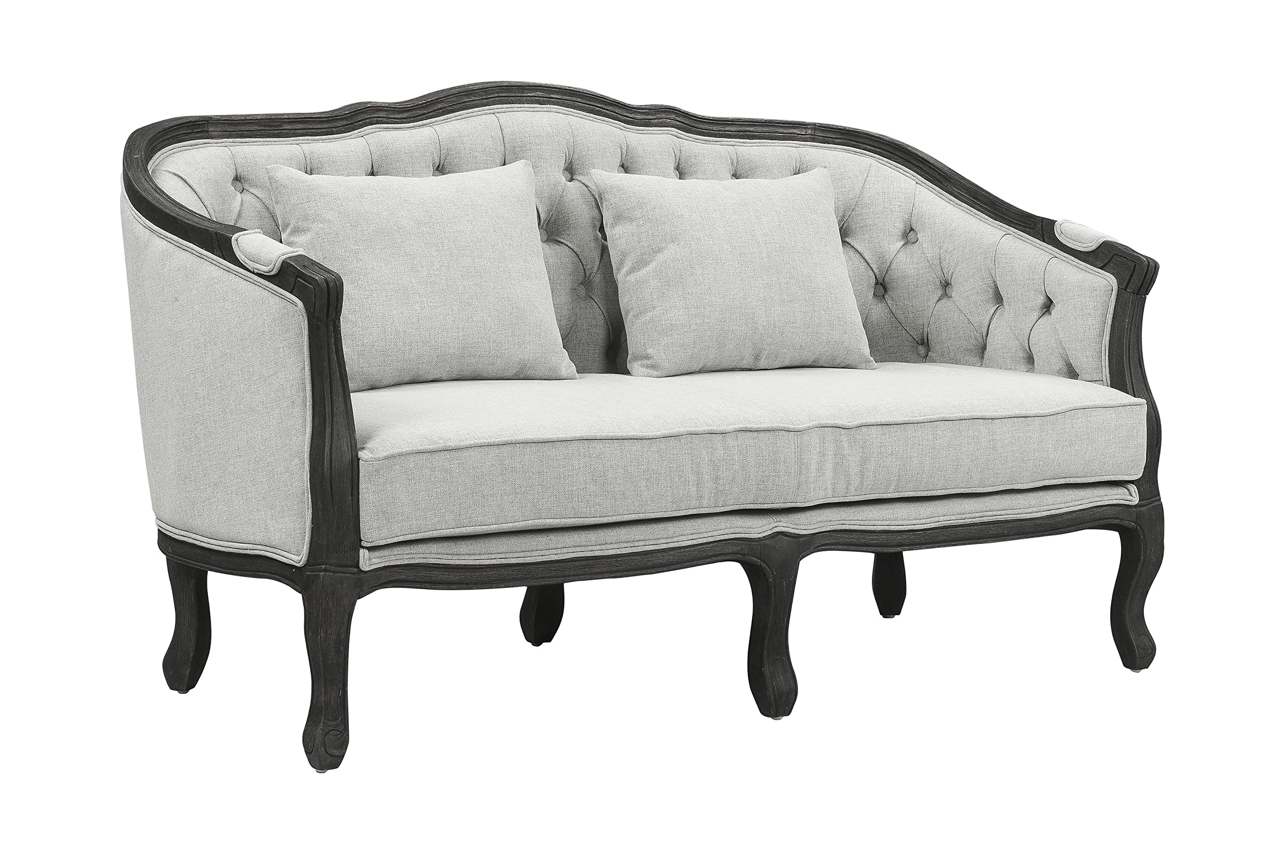 Acme Furniture Upholstered Loveseat with Button-Tufted Back, Gray and Dark Brown