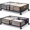 VECELO Under Bed Storage Containers with Wheels, Foldable Shoe Organizer Drawer with Handles, Space Saving for bedroom, Toolfre