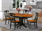 East West Furniture KENL5-BLK-W 5 Piece Kitchen Table Set for 4 Includes an Oval Dining Table with Butterfly Leaf and 4 Dining Room Chairs, 42x60 Inch, Black & Cherry