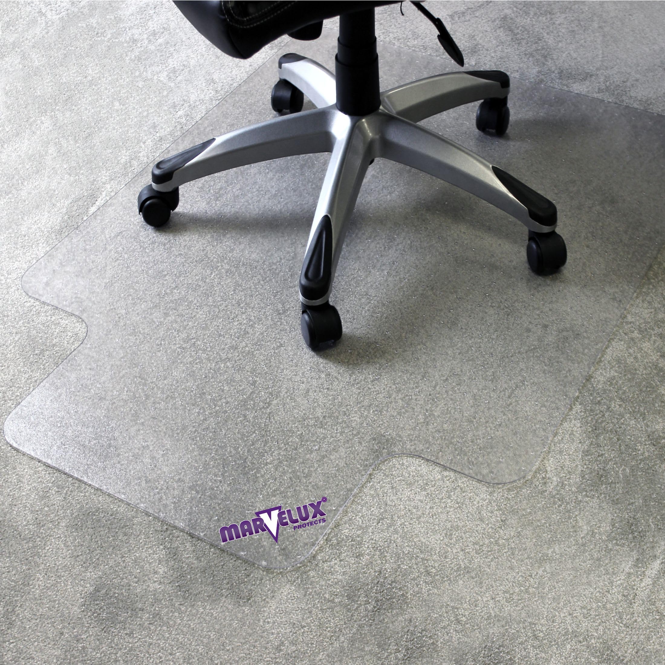 Marvelux 47' X 53' Heavy Duty Polycarbonate Office Chair Mat With Lip For Carpets | Transparent Carpet Protector For Low, Stan