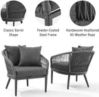 Crosley Furniture Dover 2-Piece Indoor Outdoor Chair Set, Patio Chairs for Conversation, Porch, Deck, Matte Black with Charcoal Cushions