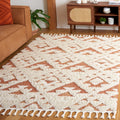 SAFAVIEH Moroccan Tassel Shag Collection Area Rug - 3 x 5, Ivory & Brick Rust, Plush 2-inch Thick, Ideal for High Traffic Area