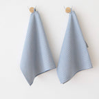 Linenme Set Of 2 Tea Towels Blue Striped Linen Cotton Jazz, 19 X 28