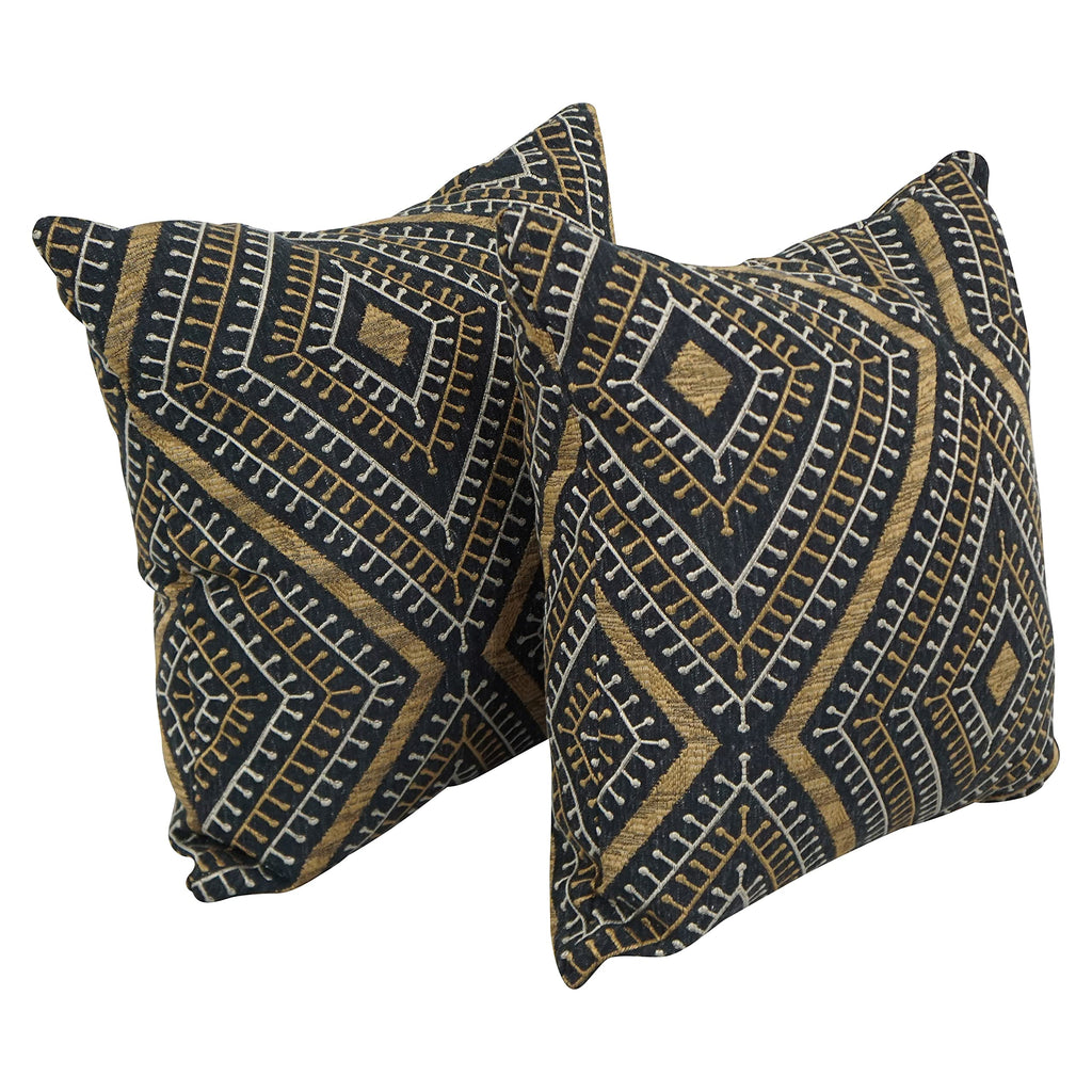 Blazing Needles Square Jacquard Throw Pillows, 17", Tupelo Earth 2 Count