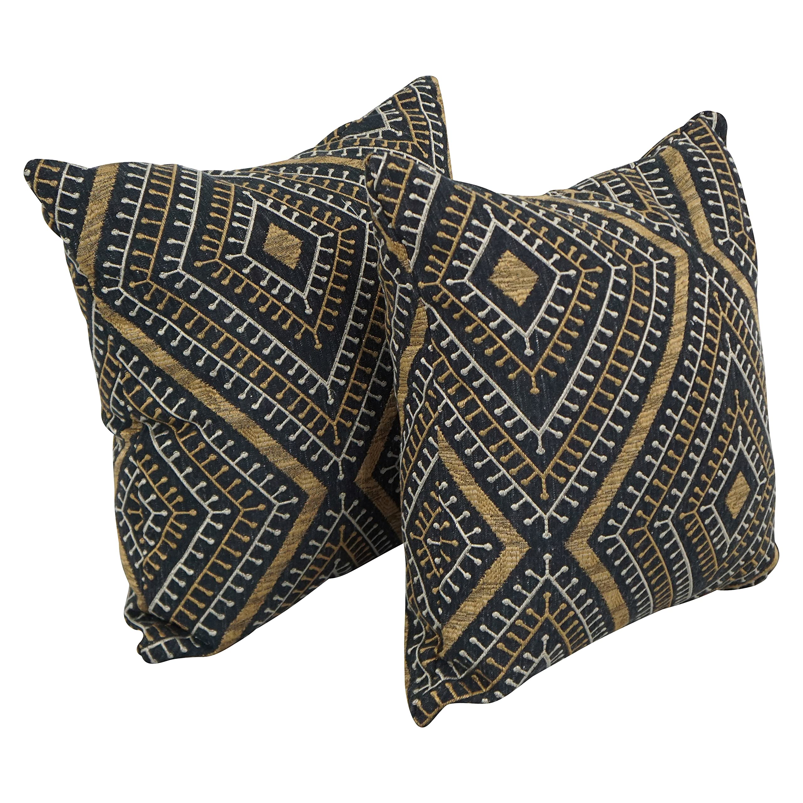 Blazing Needles Square Jacquard Throw Pillows, 17", Tupelo Earth 2 Count