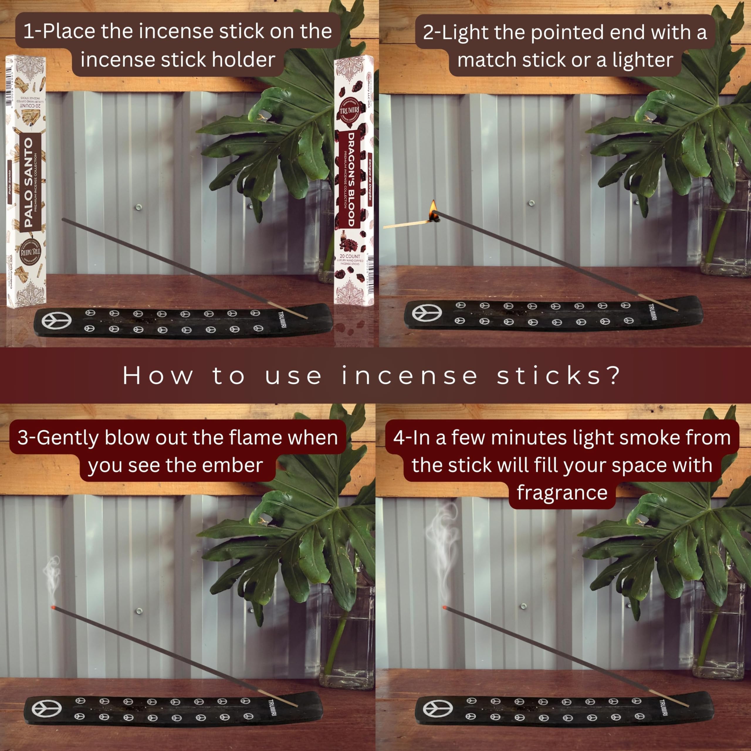 Trumiri Incense Sticks - Combo Pack Of 40 Insence-Sticks - 20 Dragons Blood + 20 Palo Santo - Insenses - Insents - Incents - Ins