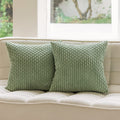 Kevin Textile 2 Packs Decorative Throw Pillow Covers 20X20 Inch For Living Room Couch Bed Sofa, Soft Striped Corduroy Square Cushion Case 50X50 Cm, Farmhouse Boho Home Decor, Sage Green