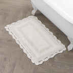 Laura Ashley Crochet Cotton 21X34 Bath Rug, Ivory