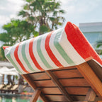 Arkwright Cabo Chaise Lounge Cover - Pack Of 2 - Striped Soft Cotton Cabana Towel With Pocket Holder For Beach Pool Outdoor Chair, 30 X 85 In., Crabapple/Pool Blue