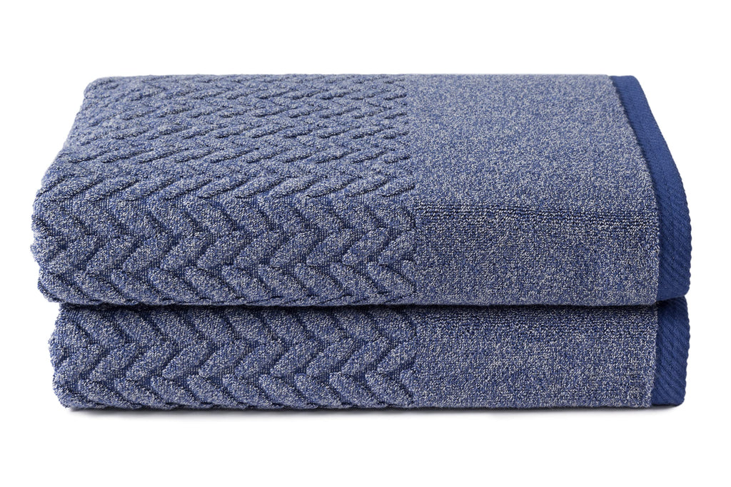 Texere 100% Organic Cotton Jacquard 650 GSM Premium Bath Towel Sets - Extra Absorbent Quick Dry and Plush (Cable, Estate Blue, 2