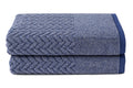 Texere 100% Organic Cotton Jacquard 650 GSM Premium Bath Towel Sets - Extra Absorbent Quick Dry and Plush (Cable, Estate Blue, 2