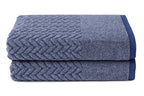 Texere 100% Organic Cotton Jacquard 650 GSM Premium Bath Towel Sets - Extra Absorbent Quick Dry and Plush (Cable, Estate Blue, 2