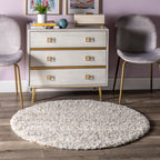 nuLOOM Brooke Shag Tasseled Area Rug - 4 Round Accent Shag Rug Casual Ivory Rugs for Living Room Bedroom Dining Room Nursery Ent