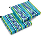 Blazing Needles Outdoor Spun Poly 19-Inch By 20-Inch By 3-1/2-Inch All Weather Uv Resistant Zippered Cushions, Pike Azure, Set O
