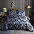 Raytrue-X King Comforter Set Silk Blanket All Season Bed Comforter King Set Royal Blue Jacquard Quilt Soft Microfiber Bedding Se