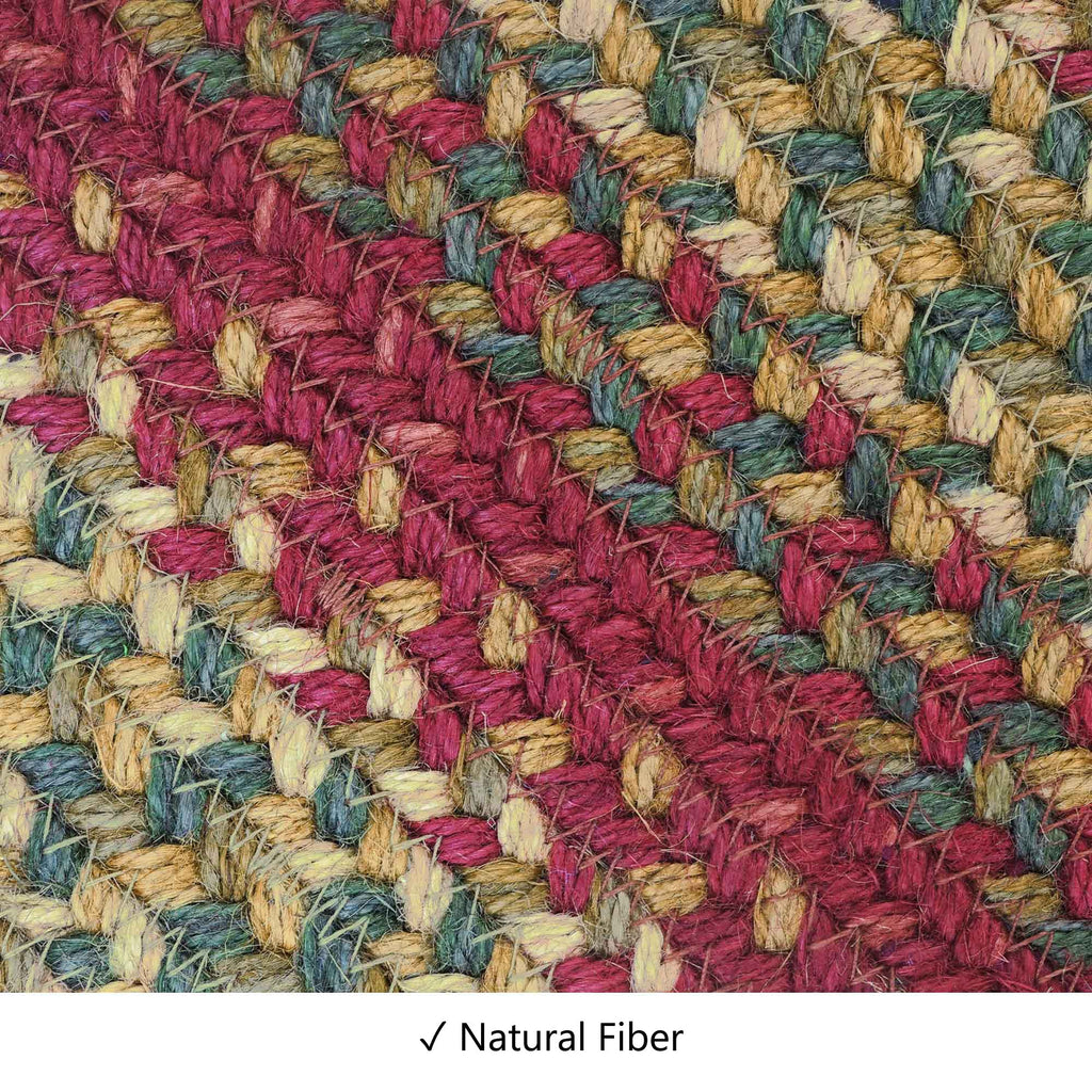 Homespice Cider Barn Premium Jute Braided Stair Tread 8'' X 28'' (Set Of 13) Oval Red Reversible, Natural Jute Yarn Rustic, Coun