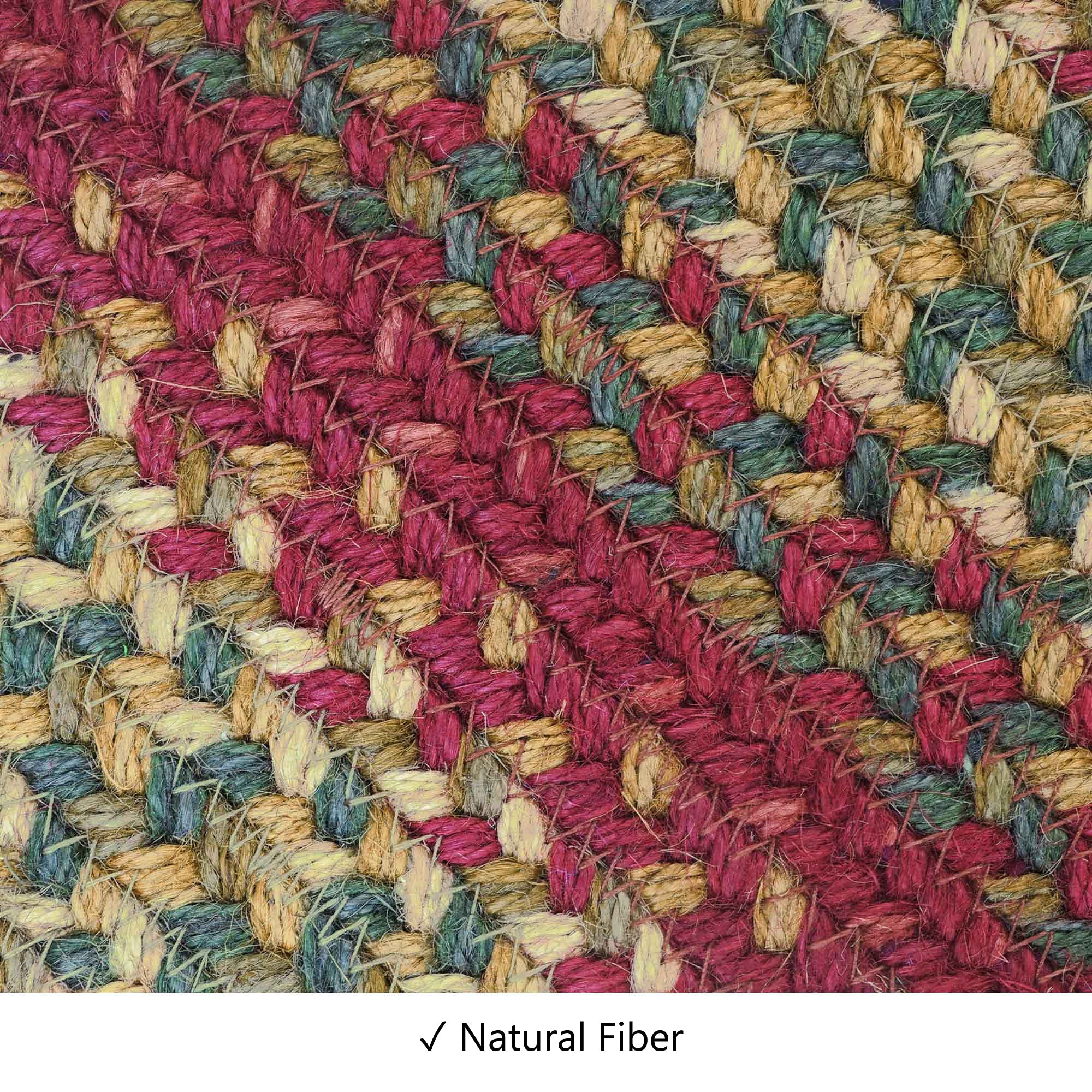 Homespice Cider Barn Premium Jute Braided Stair Tread 8'' X 28'' (Set Of 13) Oval Red Reversible, Natural Jute Yarn Rustic, Coun