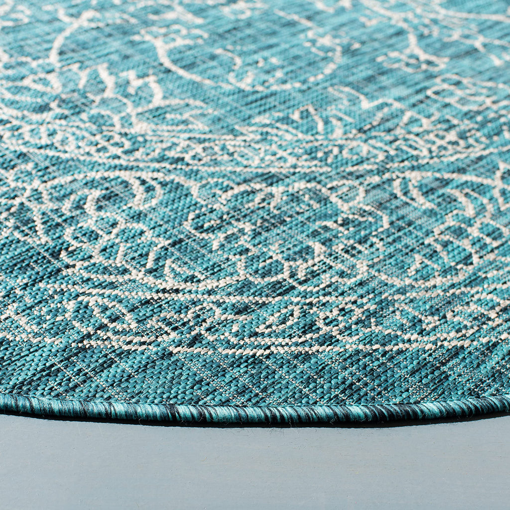 Safavieh Courtyard Collection 4' Round Turquoise Cy8680 Indoor/ Outdoor Patio Backyard Mudroom Area Rug