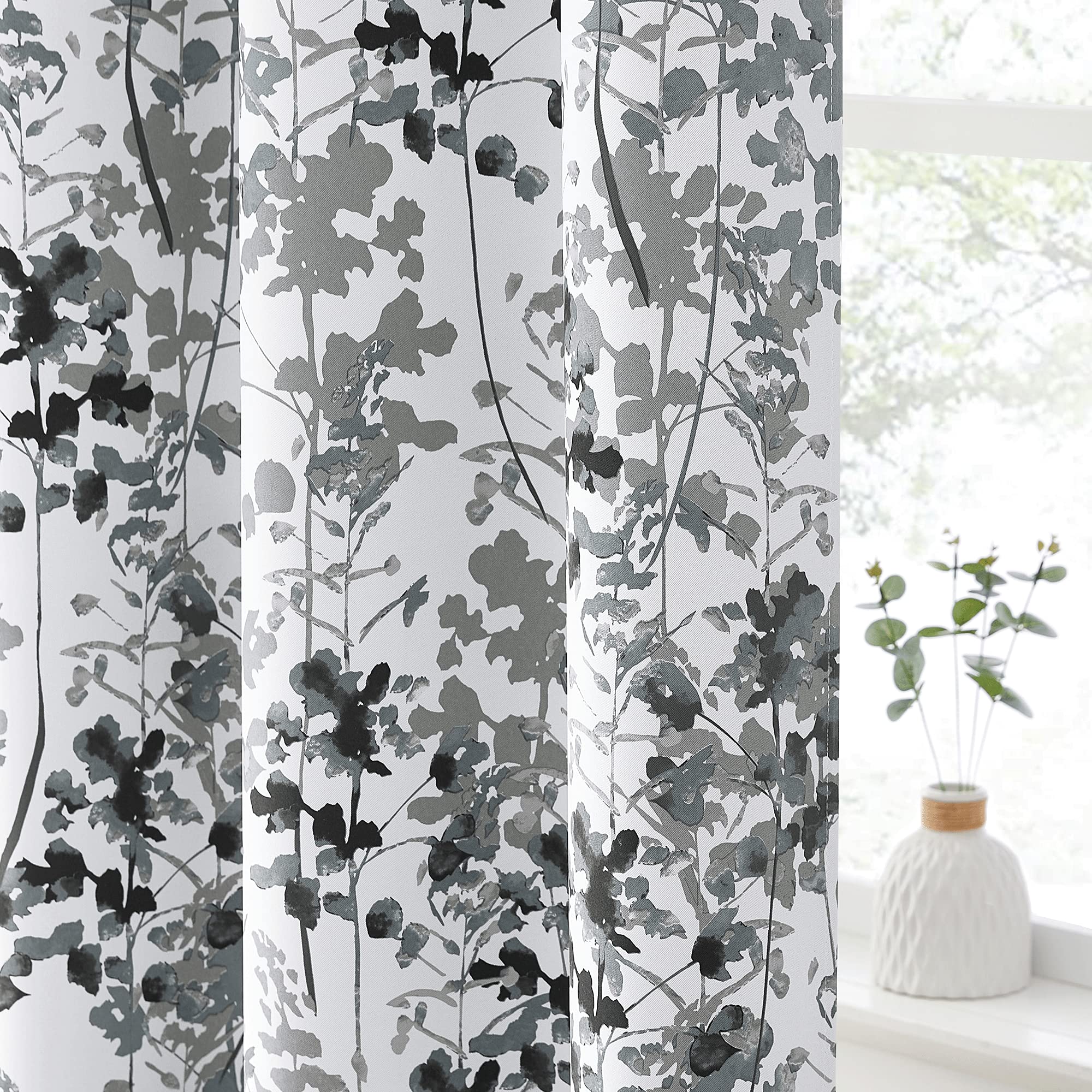 Kgorge Blackout Window Curtains - Farmhouse Curtains With Watercolor Boho Pattern Thermal Insulated Energy Efficient Drapes For