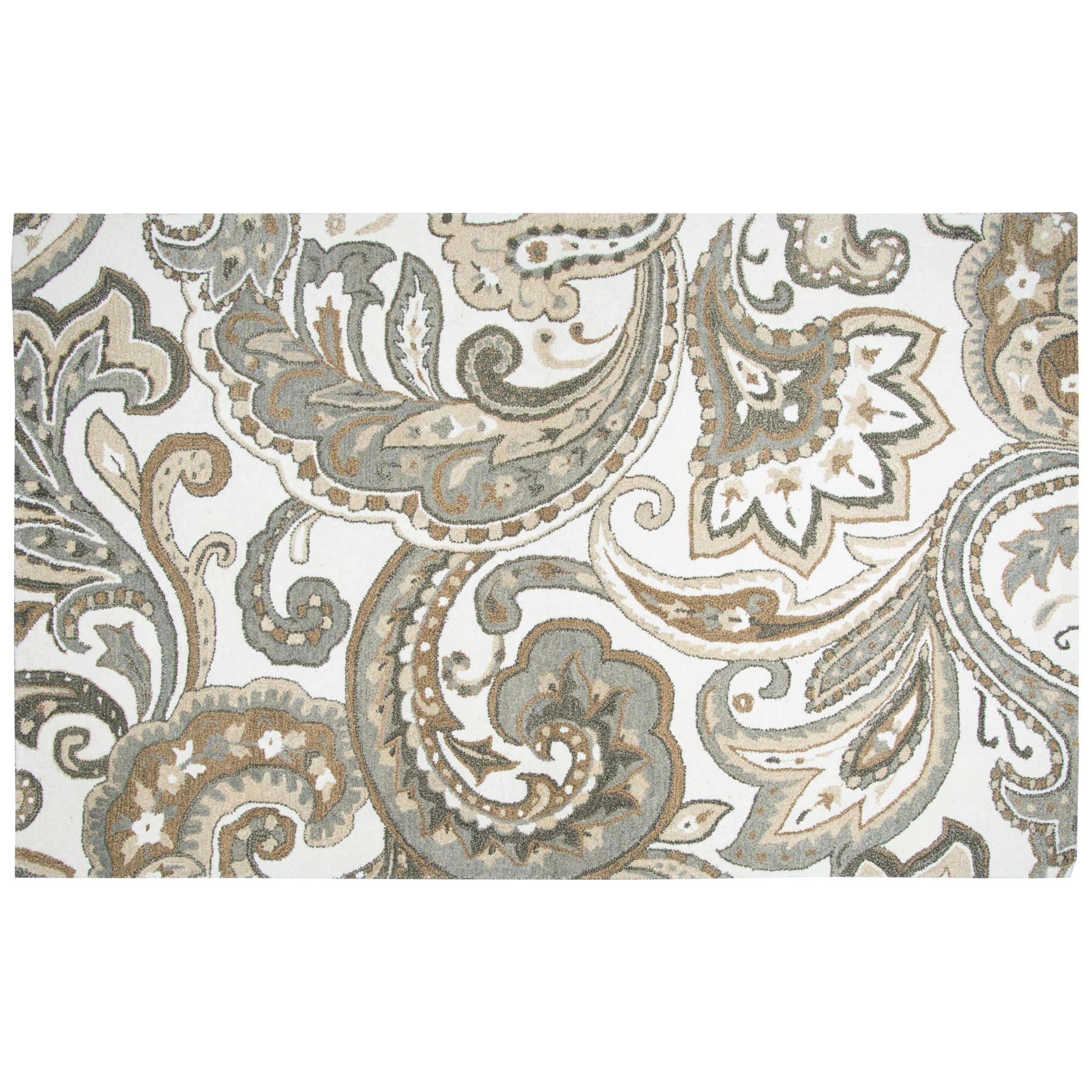 Rizzy Home Makalu Collection Paisley Rug Taupe 10' X 13' Paisley 0.25-0.5 Inch Stain Resistant, Handmade 10' X 14' Indoor Rectangle