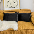 Home Brilliant Black Rectangle Pillow Covers 12 X 20 Inch Decorative Pillow Cases Velvet Accent Lumbar Cushion Covers For Sofa B