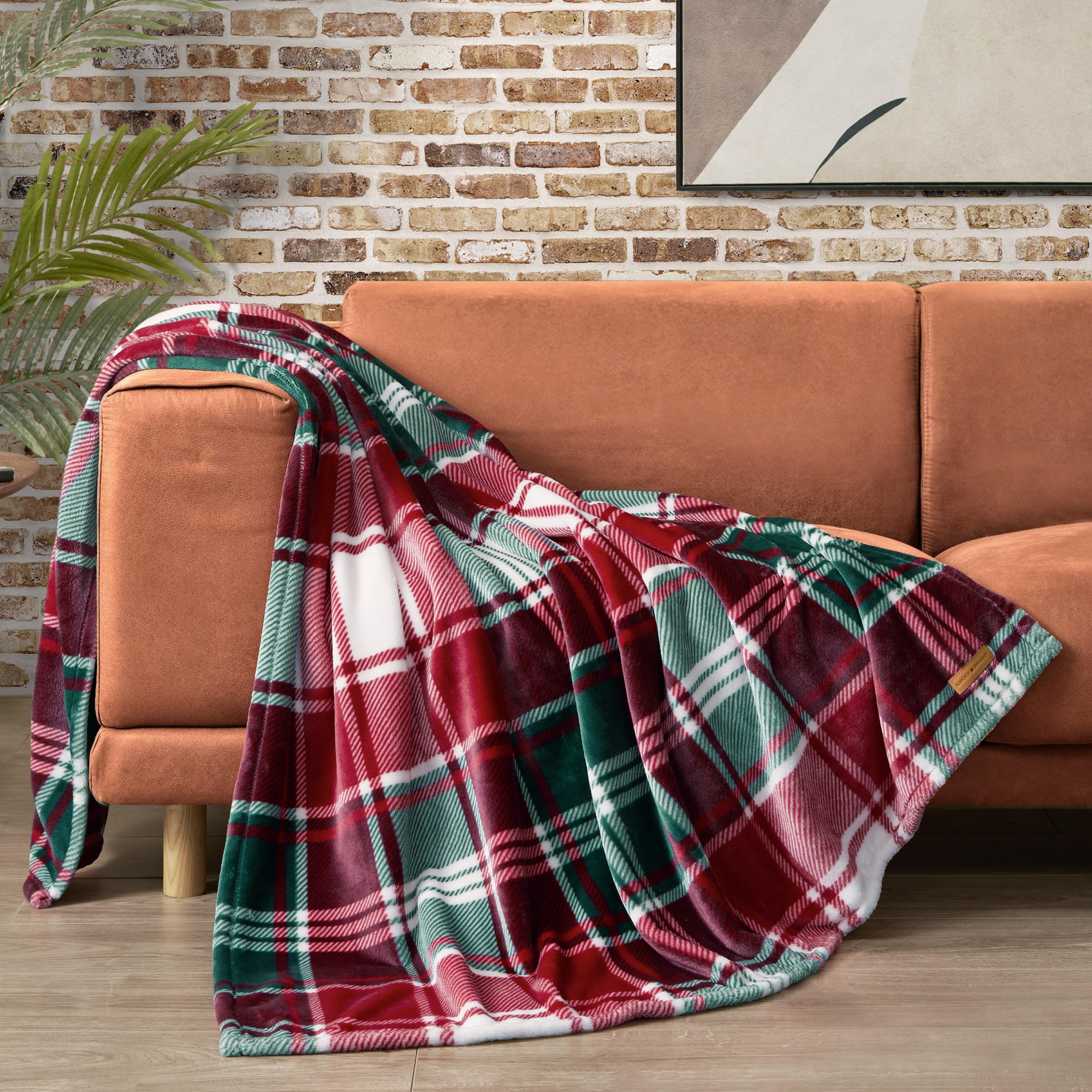 Lucky Brand Plush Winter Red Plaid 50'X70' Soft Throw Blanket - Luxurious Microfiber Plush Blanket For Ultimate Comfort And Co