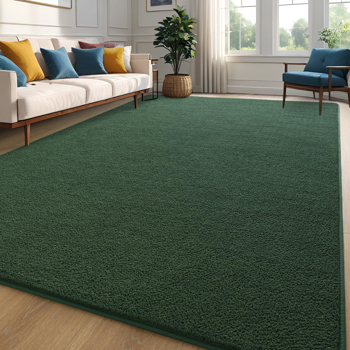 Zedrew Deep-Green Area Rugs For Bedroom Living Room, 5X7 Feet Indoor Memory Foam Rug, Modern Washable Rugs For Kids Boys Girls R