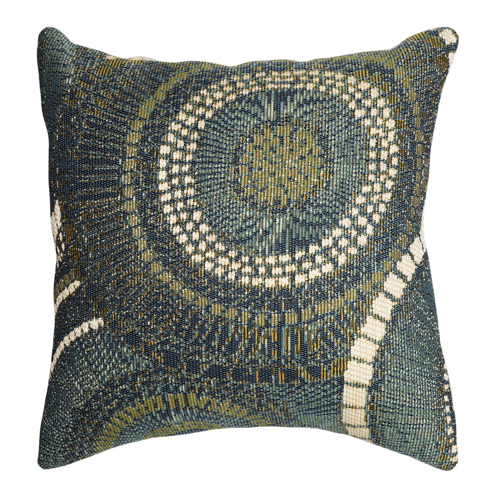 Liora Manne Marina Indoor/Outdoor Power Loomed Easy Care Pillows, 18 X 18-Inch, Circles Azure