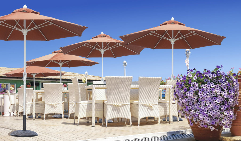 Fiberbuilt Umbrellas 9Mcrw-8605 Market Umbrella, 9' Diameter Marine Grade Canopy, Natural White