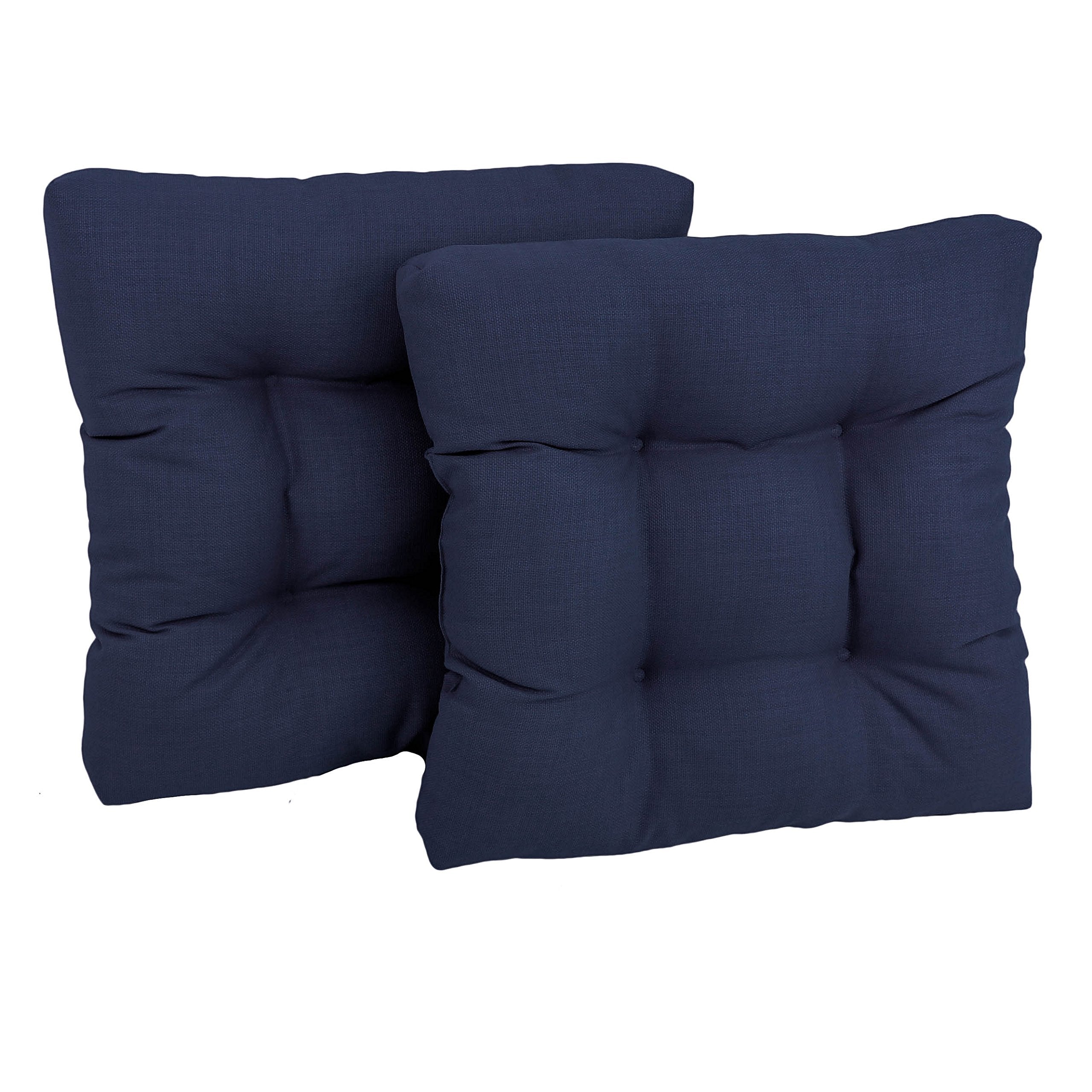 Blazing Needles Indoor/Outdoor Square Tufted Chair Cushion, 19 x 19, Azul 2 Count