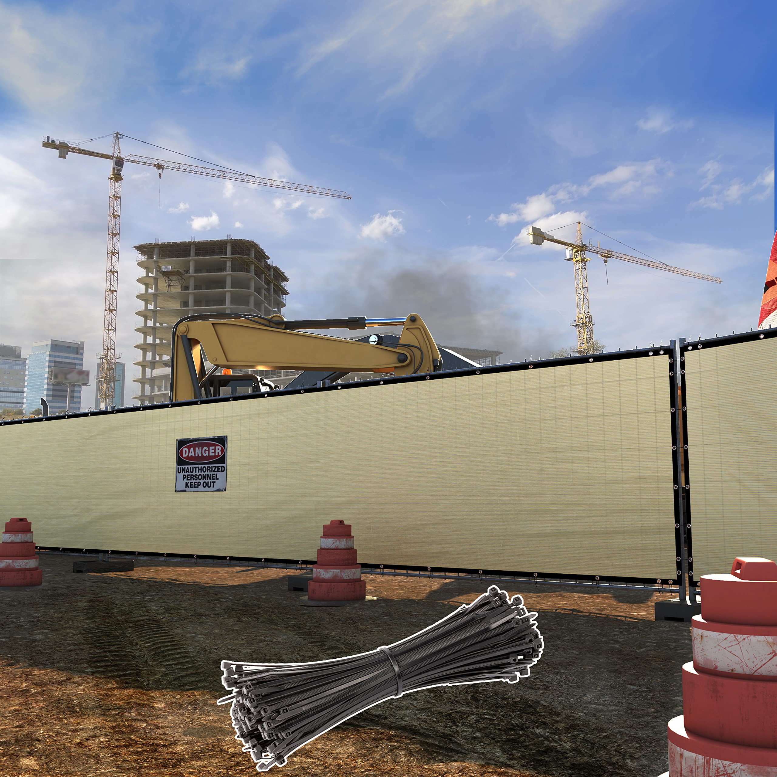 Shademart 6' X 142' Beige Fence Privacy Screen Windscreen Shade Fabric Cloth Hdpe, 90% Visibility Blockage, With Grommets, Heavy