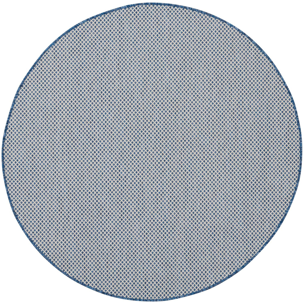 Nourison Courtyard Indoor/Outdoor Ivory Blue 5 X Round Area Rug, Easy Cleaning, Non Shedding, Bed Room, Living Room, Dining Room