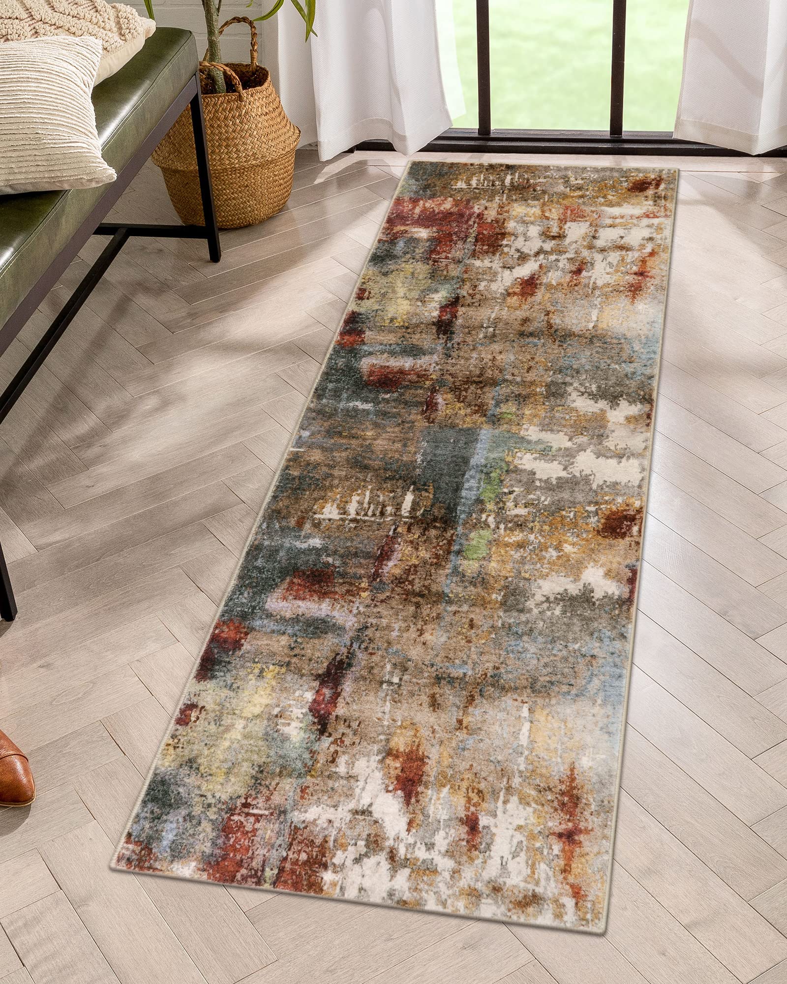 Lahome Modern Abstract Kitchen Runner Rugs Non Skid Washable, 2x6 Soft Laundry Room Rug, Non Slip Indoor Floor Accent Mat Carpet