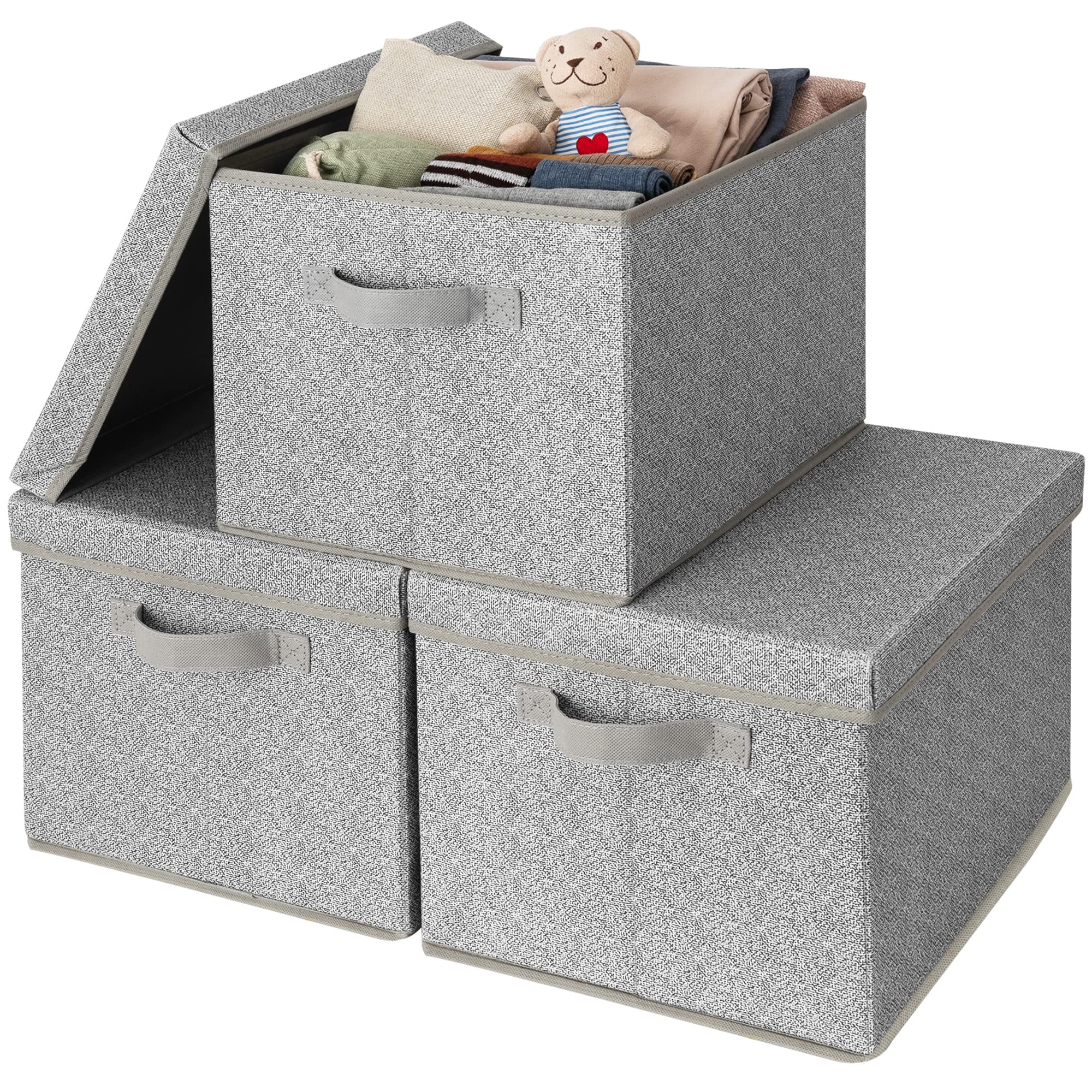GRANNY SAYS Fabric Boxes with Lids, Storage Bins with Handles, Shelf Bins for Organizing, Extra Large Storage Boxes for Linens C