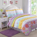 Cozy Line Home Fashions Floral Heart Print Reversible Girl Bedding Quilt Set, Bedspread, Coverlet (Flower Garden, Twin - 2 Piece