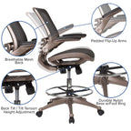 Flash Furniture Waylon Mid-Back Swivel Office Chair With Adjustable Foot Ring And Seat Height, Ergonomic Mesh Chair With Armrests, Black/Gold