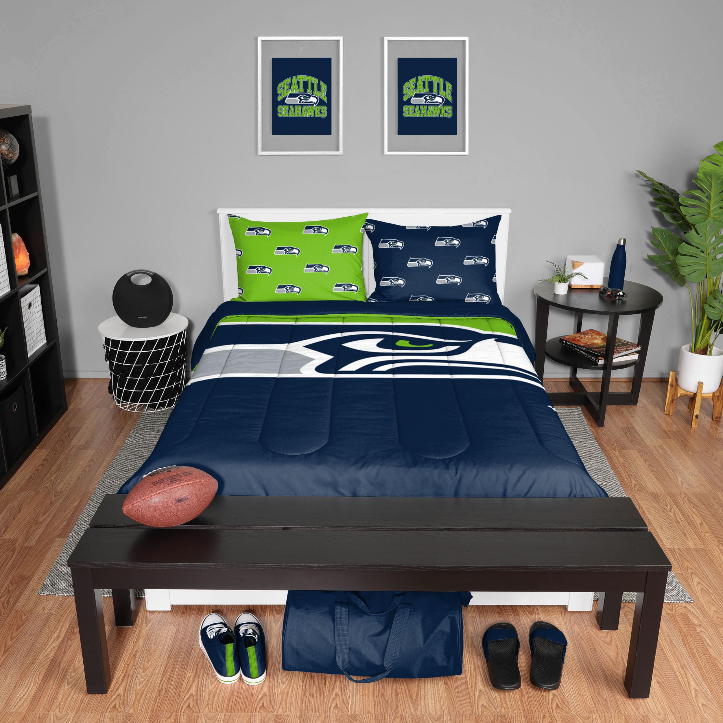 Foco Seattle Seahawks Nfl Team Color Bed In A Bag Comforter Bedding 3 Piece Full Set