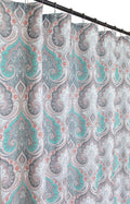 Boho Floral Damask Fabric Shower Curtain For Bathroom: Teal Pink Grey