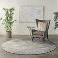 Nourison Passion Charcoal/Ivory 8 x Round Area--Rug, Modern, Abstract, Easy--Cleaning, Non Shedding, Bed Room, Living Room, Din