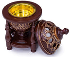 Am Charcoal Incense Burner - Bakhoor Burner, Oud Frankincense Resin Burner - For Office & Home Decor - Lavish 4 Pillar Brown