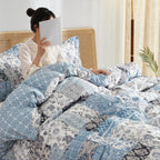 Phf Ultra Soft Floral Duvet Cover Twin Size, Printed Boho Bedding Set 2 Pieces, Comfy Farmhouse Reversible Paisley Pattern Duvet