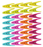 64 Plastic Clothespins W/ 6 Bright Colors - Clothes Pin, Laundry, Bag Clip, Chip Clip, Sealer, Ect.