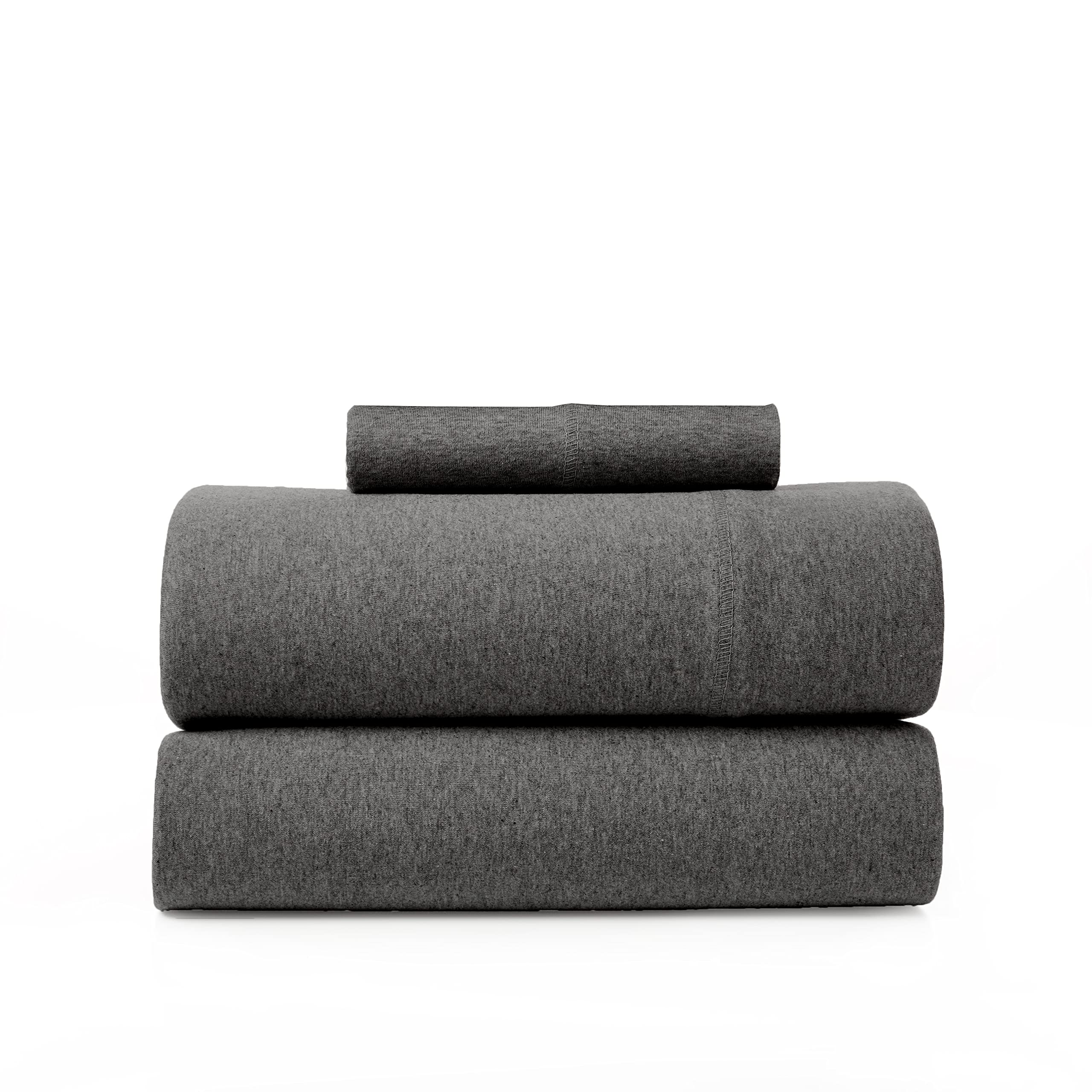 Road Trip America Jersey Knit Sheet Set - 3 Pieces Twin Cotton Sheets Set - Soft Cozy Stretchy Knit Bed Linen (Dark Grey, Twin)