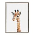 Kate and Laurel Sylvie Baby Giraffe Animal Print Portrait Framed Canvas Wall Art by Amy Peterson, 18x24 Gray