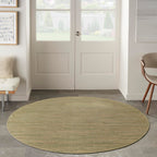 Nourison Essentials Indoor/Outdoor Green Gold 6' X Round Area Rug, Easy Cleaning, Non Shedding, Bed Room, Living Room, Dining Room, Backyard, Deck, Patio (6 Round)