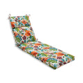 Pillow Perfect Tropic Floral Indoor/Outdoor Split Back Chaise Lounge Cushion With Ties, Plush Fiber Fill, Weather, And Fade Resi