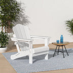 Kingyes Folding Adjustable Adirondack Chair, All Weather Resistance Reclining Adirondack Chair With Cup Holder, Hdpe Folding Adirondack Chair, White