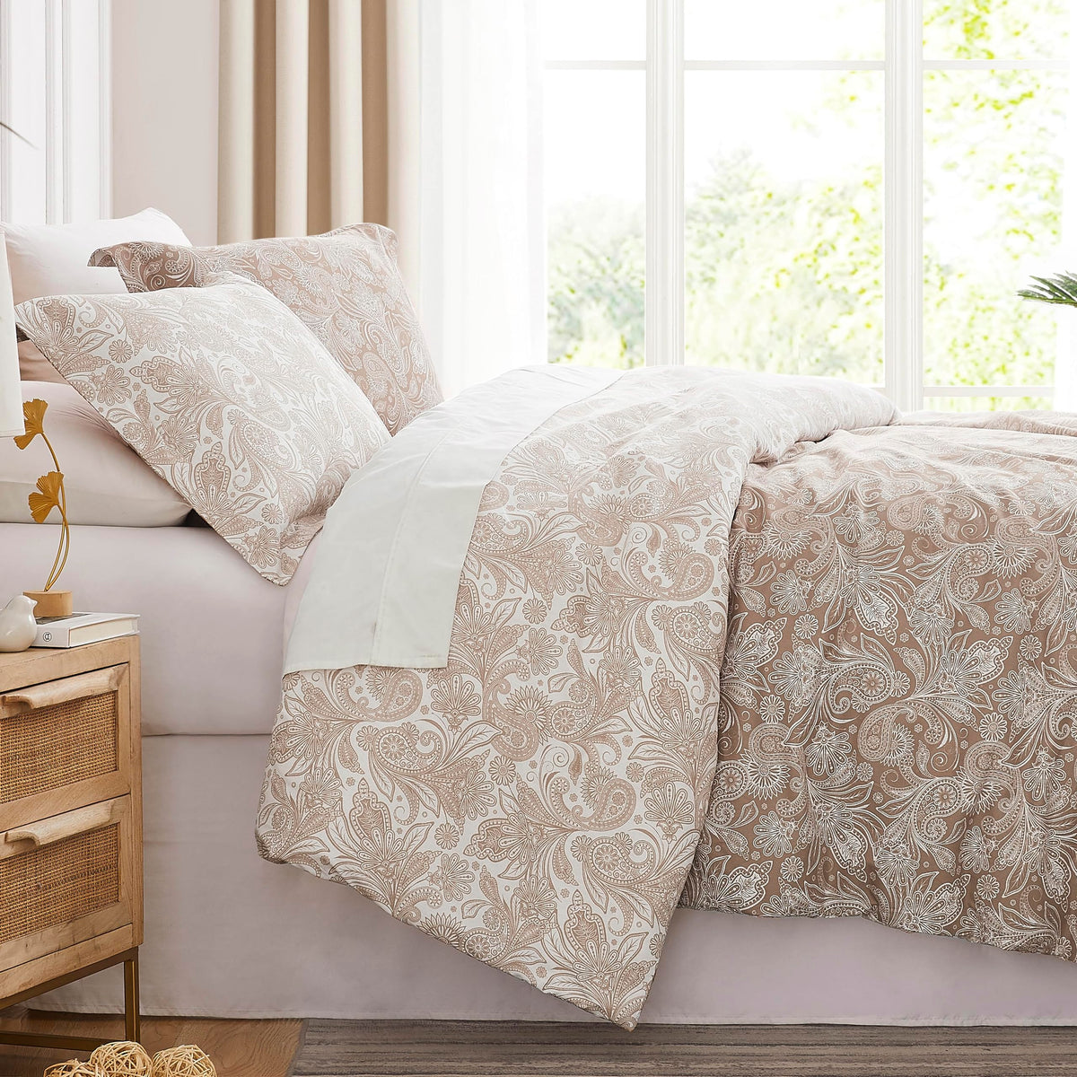 Southshore Fine Living, Inc. Reversible Boho Paisley Duvet Cover, Queen Size/Full Size - Hotel Quality Full/Queen Duvet Cover Se